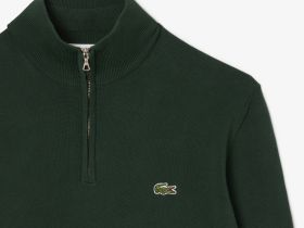 Мужской хлопковый свитер Lacoste на молнии с высоким воротом