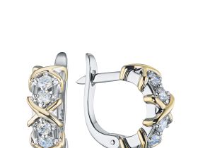 Серьги из комбинированного золота с бриллиантами э4801сг04201504