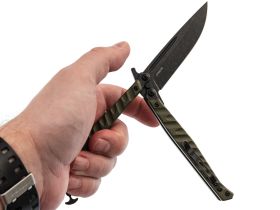 Нож-бабочка (балисонг) НОКС Финка Б Black, сталь D2, рукоять G10