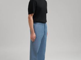 Брюки прямого кроя со льном