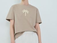 Футболка с вышивкой, Бежевый