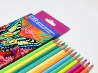 Набор карандашей цветных FLYER "Бабочка", 12 пастельных цветов, трехгранная форма, толщина грифеля 3