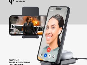 Беспроводное зарядное устройство Deppa Charging Stand 2 в 1 (D-24027) для iPhone / AirPods 20W (черный)