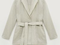 Жакет изо льна с поясом и карманами