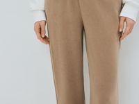 Прямые брюки с эластичным поясом, Бежевый