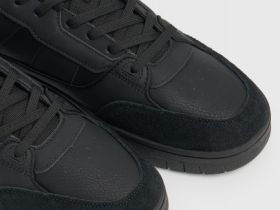 Кроссовки со вставками из натуральной замши, Черный