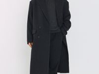 Удлинённое двубортное пальто из шерсти, Серый