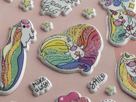 Наклейки объемные MESHU "Rainbow unicorn", 10*23 см, пакет европодвес