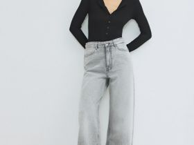 Боди с длинным рукавом, Черный