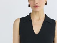 Вязаное платье с воротником-поло, Черный