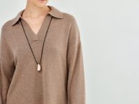 Джемпер поло из пряжи с ангорской шерстью, Коричневый