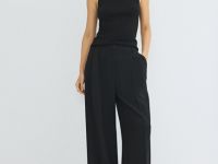 Вязаная майка с воротником-стойкой, Черный