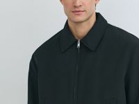 Утеплённый бомбер с отложным воротником, Черный