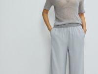 Прямые брюки с поясом на резинке, Серый