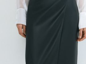 Юбка миди из искусственной кожи, Черный