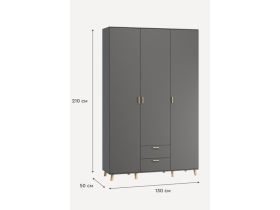 Распашной шкаф Пронто 3-130x210 Графитовый
