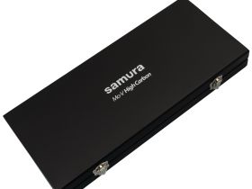 Набор из 3-х кухонных ножей Samura Mo-V в подарочной коробке  "Поварская тройка", сталь AUS-8, рукоять G10