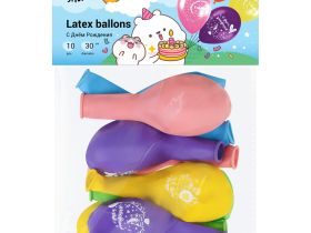 Воздушные шары MESHU "С Днем Рождения" 10 шт., М12/30 см, пастель, ассорти
