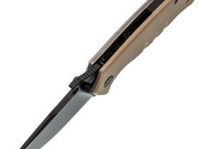 Нож Barmaley Knives Seadevil, сталь D2, рукоять G10/сталь, песочный, вейв