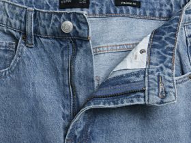 Прямые джинсы с высокой посадкой, Голубой