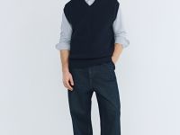 Вязаный жилет, Синий