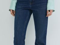 Прямые джинсы с высокой посадкой, Синий