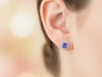 Пусеты из белого золота с танзанитами и бриллиантами э4742пс12200412