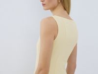 Платье миди с вырезом каре, Желтый