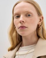 Золотистые серьги с сердечками Глория Джинс