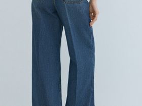 Широкие джинсы Wide leg с высокой посадкой, Синий