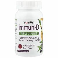 YumV's, бузина, витамины C и D, тройная защита, ягодный вкус, 25 мкг (1000 МЕ), 60 жевательных мармеладок