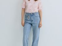 Джемпер с декором из кружева, Розовый