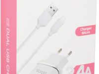 Зарядное устройство Hoco C12 USB/USB с кабелем microUSB 12 Вт Белое