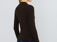 Джемпер поло из пряжи с модалом, Коричневый