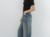 Свободные прямые джинсы средней посадки, Синий