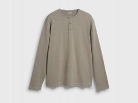 Лонгслив с воротником хенли, Бежевый