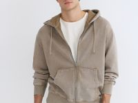 Толстовка на молнии с эффектом стирки, Бежевый
