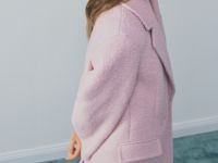 Длинное двубортное пальто из шерсти, Розовый