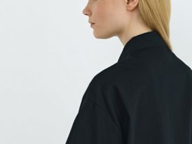 Рубашка изо льна и хлопка с коротким рукавом, Черный