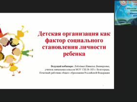 Вебинар "Детская организация как фактор социального становления личности ребенка"