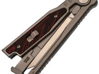Фронтальный складной нож Reate EXO-M, сталь Elmax, рукоять чёрно-красный G10