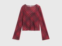 Сетчатый лонгслив в клетку для девочек, Фиолетовый