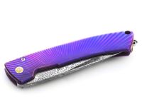 Нож складной LionSteel TiSpine Diamond, сталь дамаск с рисунком "земля Одина", рукоять титан