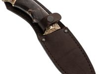 Кованый нож Юрский, дамасская сталь, рукоять карельская береза, художественное травление