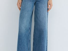 Широкие джинсы Wide leg с обвесом, Синий