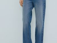 Прямые джинсы с высокой посадкой, Синий