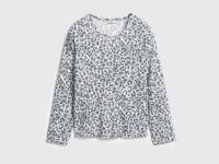 Полупрозрачный лонгслив с леопардовым принтом, Серый