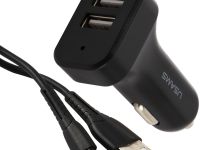 Автомобильное зарядное устройство Usams NTU35MC13TZ USB/USB с кабелем microUSB 12 Вт Чёрное
