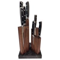 Подставка для ножей магнитная Woodinhome Stonehenge KS051SWN-ST, орех/мрамор
