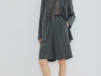 Блузка из жатого шифона с галстуком, Серый